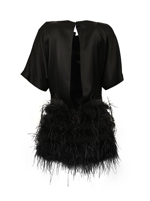 Abito Sapientino in raso lucido con piume PINKO | 105738 A2UUZ99